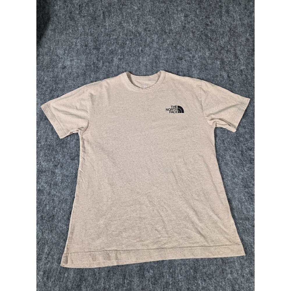 The North Face Shirt M Beige Graphic Tee Cascades Half Dome Short Sleeve Mens